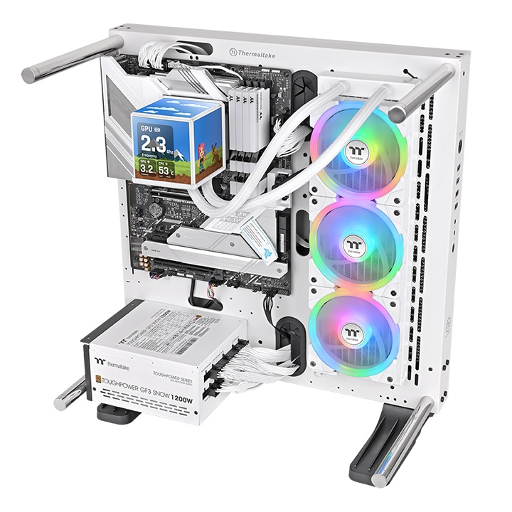 Die MINECUBE 360 Ultra ARGB ist ein AIO Wasserkühlung in der Farbe Snow White mit patentierten Quad-LCD-Cube-Display, das aus vier 3,95-Zoll besteht und Systeminformationen und benutzerdefinierte Grafiken anzeigen oder zu einem Multi-Screen-Layout darstellen kann. Diese AIO kommt mit 120mm SWAFAN EX-Lüfter mit MAGForce 2.0 Quick Connection Design.