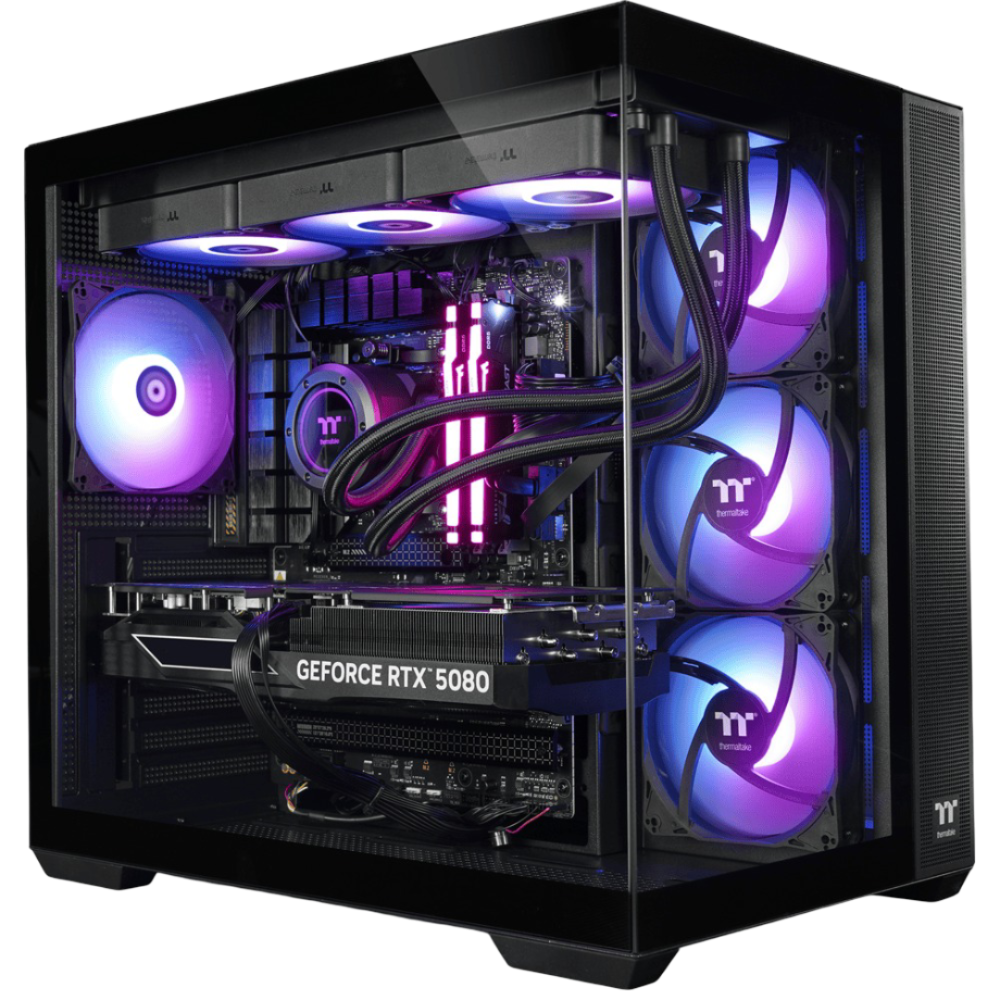 Der Purple Leviathan Black ist ein LCGS Gaming PC mit Nvidia RTX 5080 und Ryzen 7 9800X3D.