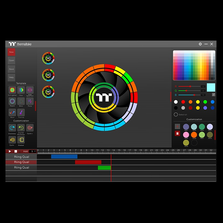 ***B-Ware*** Riing Quad 14 RGB Radiator Fan TT Premium Edition 3 Fan Pack (Controller included)