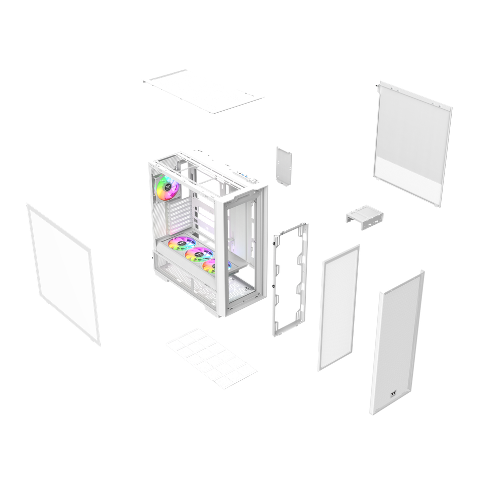 Das S380 TG ARGB Snow White ATX Mid Gehäuse ist mit einem SF360 ARGB PWM Reverse-Lüfter auf der Netzteilabdeckung und einem vorinstallierten SF120 ARGB PWM-Lüfter ausgestattet. Es unterstützt Hidden-Connector Motherboards und hat eine GPU Halterung. Mit seinem Modularen Design besitzt es auch einen guten Staubschutz und an hervorragend Erweitert werden.