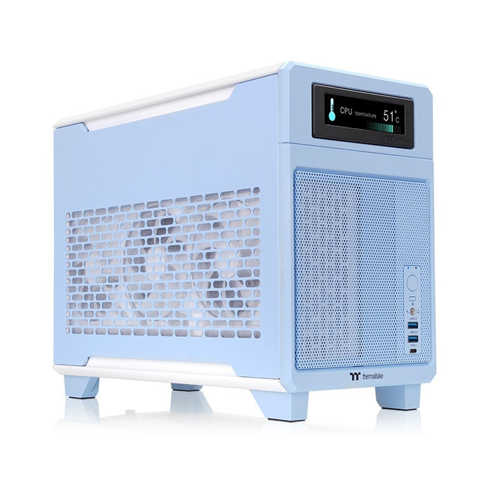 Das TR100 ist ein kompaktes PC Mini-ITX-Gehäuse (Tower) in Hydrangea Blue