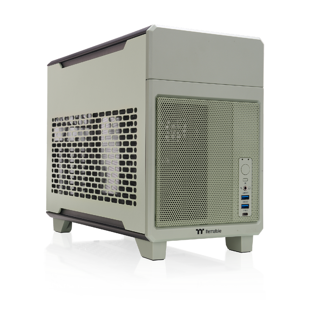 Das TR100 ist ein kompaktes PC Mini-ITX-Gehäuse (Tower) in Matcha Green