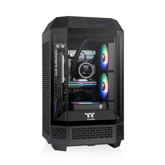 Das The Tower 250 Black im vertikalen Gehäusedesign ist ein Micro ATX PC Gehäuse.