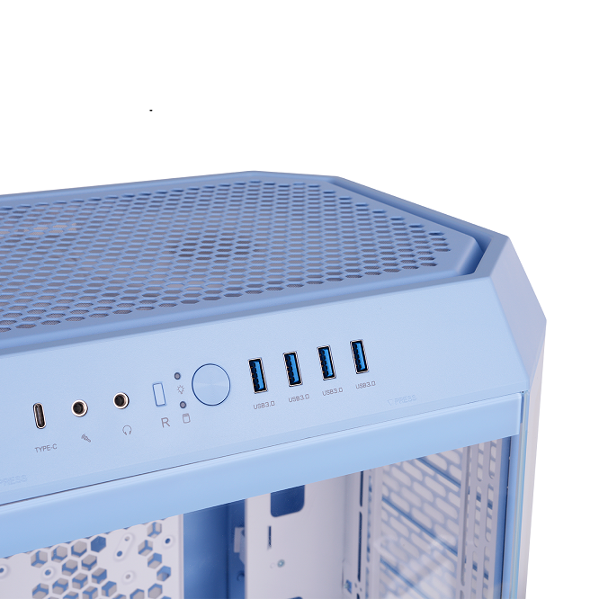 Der Tower 600 Hydrangea Blue ist ein PC Midi Gehaeuse mit ATX-Standard