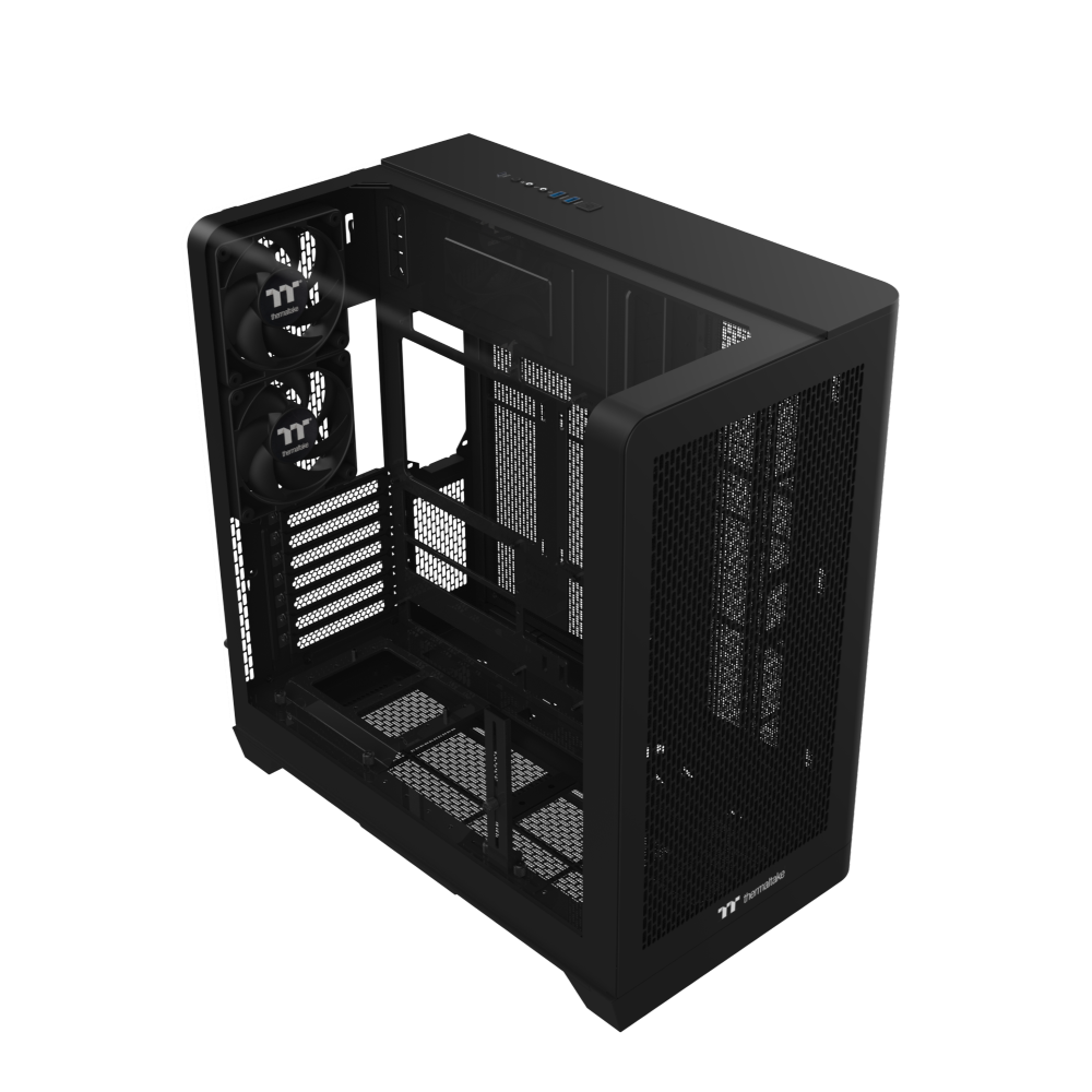 Das View 390 Air ist ein Midi ATX PC-Gehaeuse mit gebogenen TG-Panel, Hidden_Connector und hervorrangender Luftkühlung durch CT120 Fans und Mesh-Frontpanel.