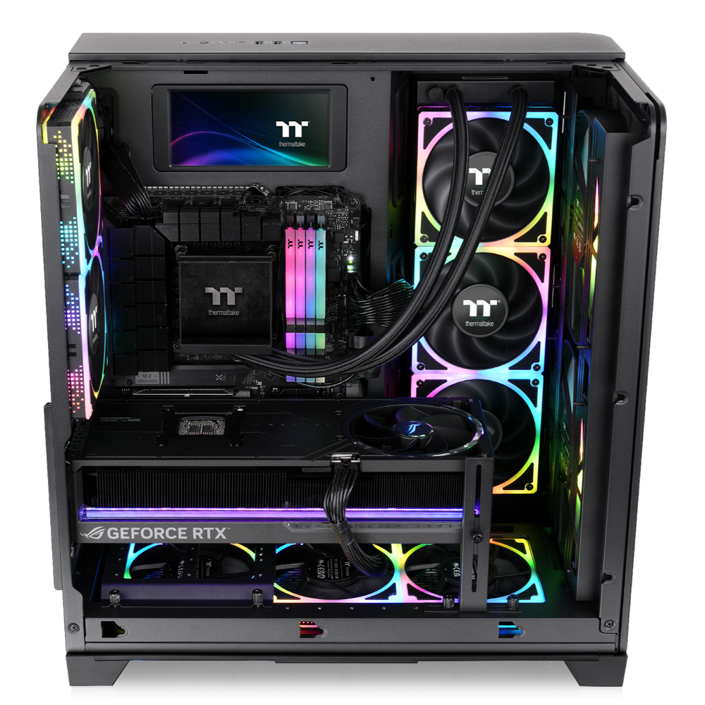 Das View 390 Air ist ein Midi ATX PC-Gehaeuse mit gebogenen TG-Panel, Hidden_Connector und hervorrangender Luftkühlung durch CT120 Fans und Mesh-Frontpanel.