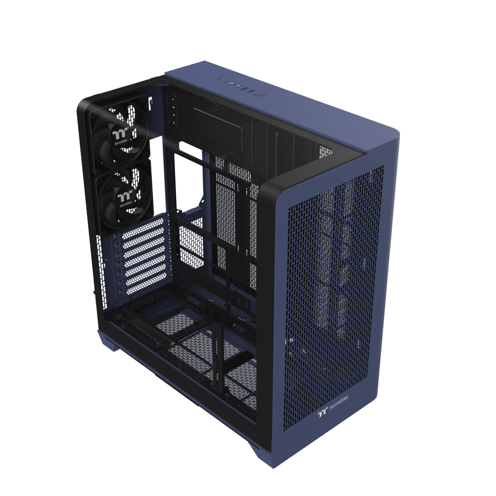 Das View 390 Air ist ein Midi ATX PC-Gehaeuse mit gebogenen TG-Panel, Hidden Connector und hervorrangender Luftkühlung durch zwei CT120 Fans und Mesh-Frontpanel in der Farbe Future Dusk (Violett).