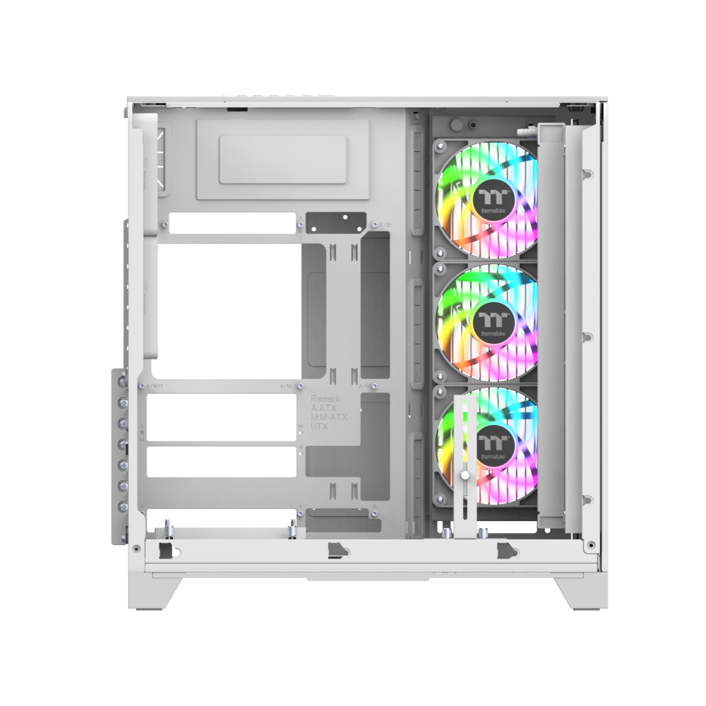 Das View 390 Air ist ein Midi ATX PC-Gehaeuse mit gebogenen TG-Panel, Hidden_Connector und hervorrangender Luftkühlung durch CT120 Fans und Mesh-Frontpanel in der Farbe Snow White.