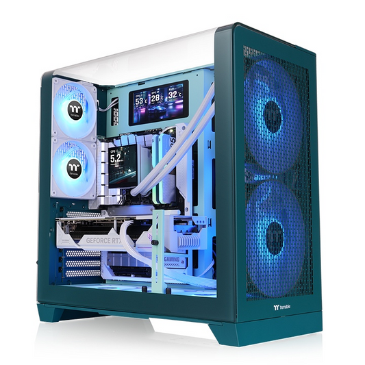 Das View 390 Air ist ein Midi ATX PC-Gehaeuse mit gebogenen TG-Panel, Hidden_Connector und hervorrangender Luftkühlung durch CT120 Fans und Mesh-Frontpanel.