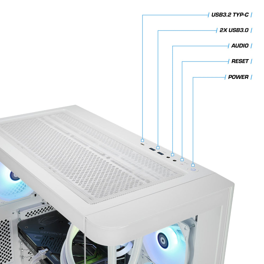 Der White Unicorn ist ein LCGS Gaming PC mit NVIDIA RTX 5070 Ti und Intel Core i7 14700KF.