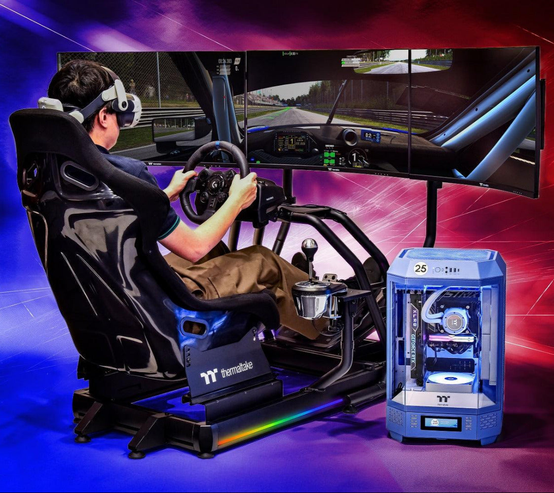 GR500 Racing Simulator Cockpit - Thermaltake Tower 600 Hydrangea