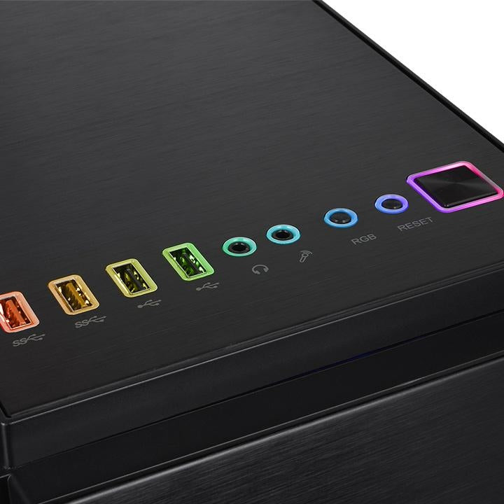 Der Versa C23 TG B-Ware in der Farbe Black ist ein PC Gehaeuse mit integrierten RGB-LED-Streifen 