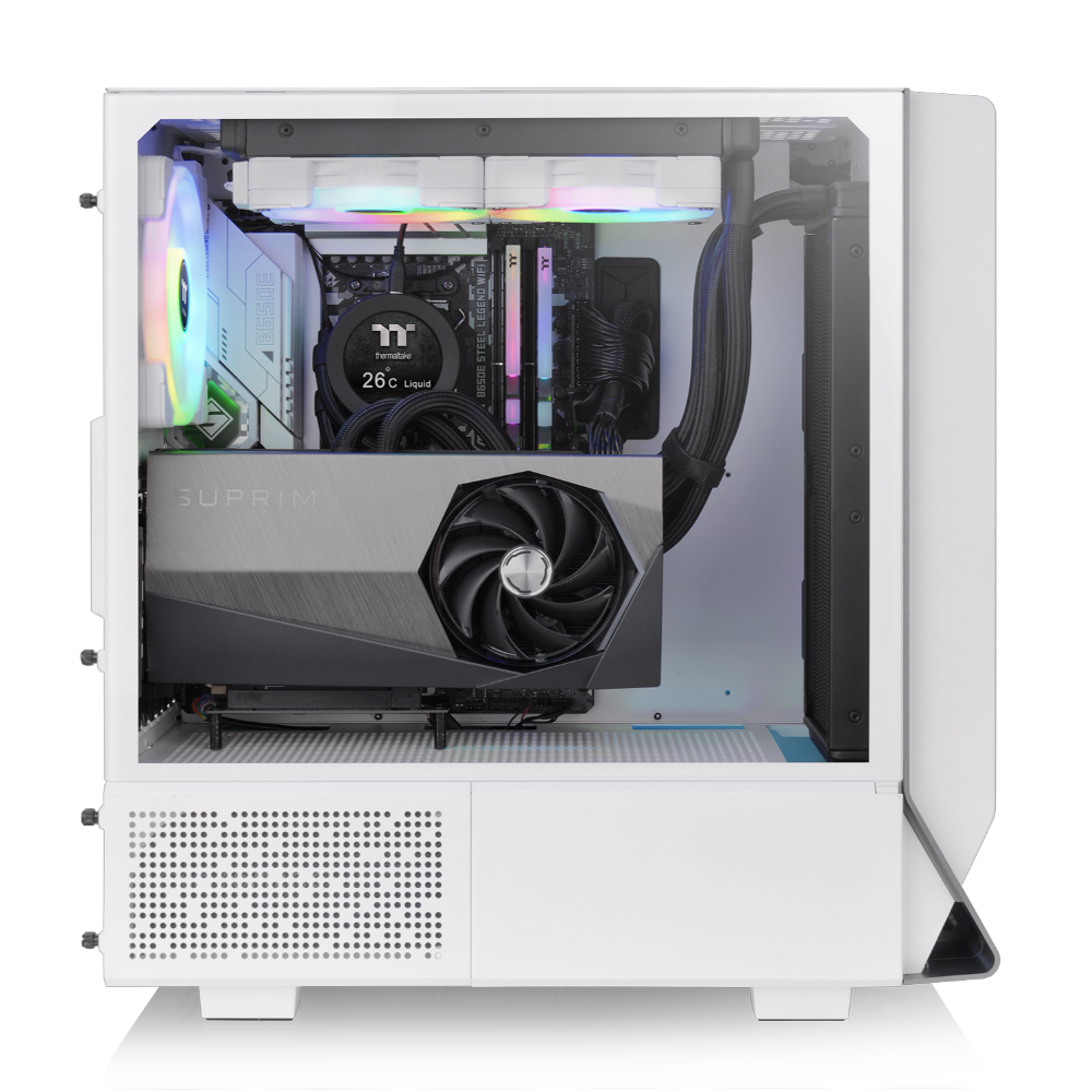Der Ceres 300 TG ARGB Snow White ist ein ATX Midi PC Gehäuse mit Mesh-Front und 2x vorinstallierten 140 mm ARGB Lüfter die per Motherboard-Synchronisationssoftware gesteuert werden können.