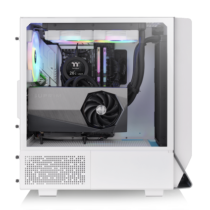 Der Ceres 300 TG ARGB Snow White ist ein ATX Midi PC Gehäuse mit Mesh-Front und 2x vorinstallierten 140 mm ARGB Lüfter die per Motherboard-Synchronisationssoftware gesteuert werden können.