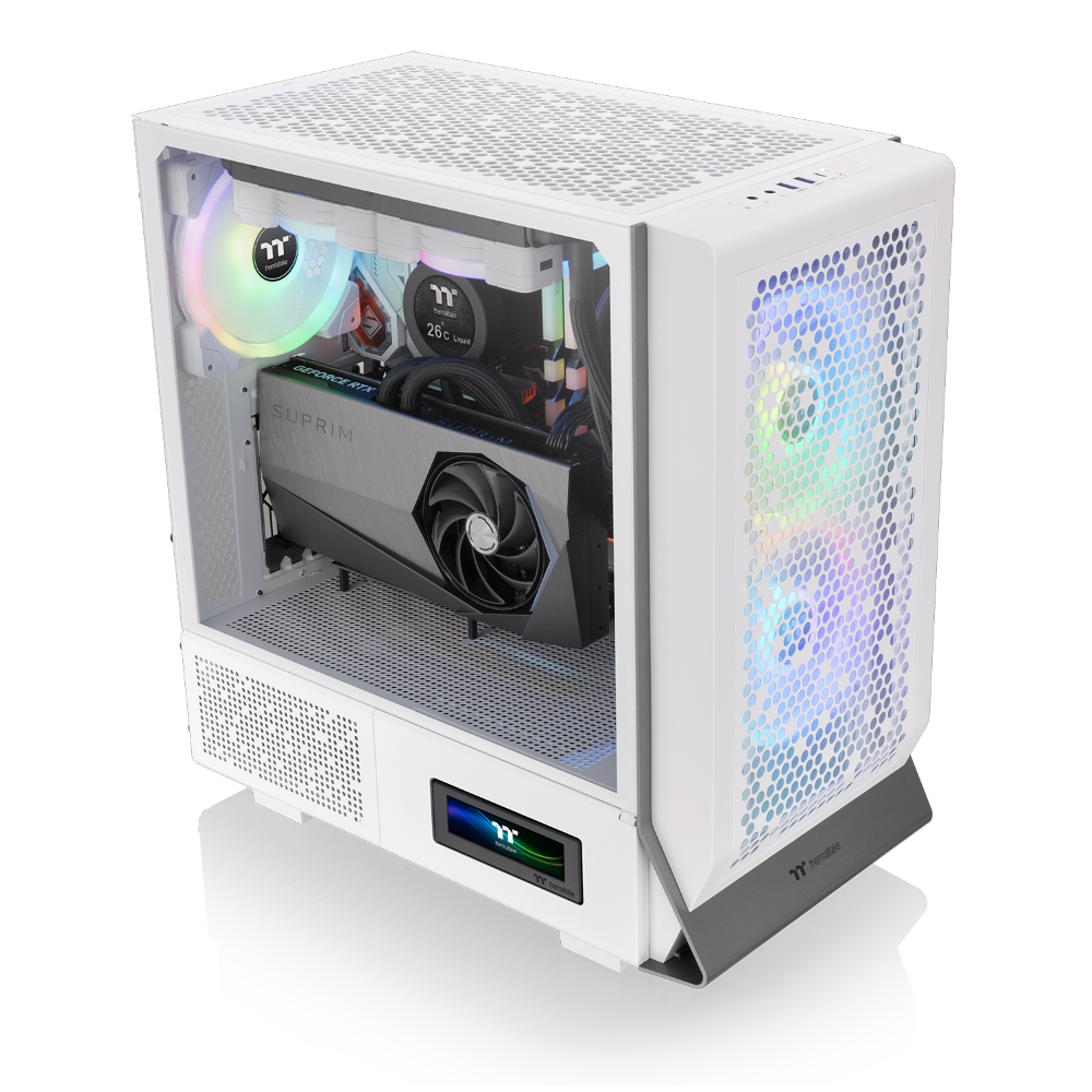 Der Ceres 300 TG ARGB Snow White ist ein ATX Midi PC Gehäuse mit Mesh-Front und 2x vorinstallierten 140 mm ARGB Lüfter die per Motherboard-Synchronisationssoftware gesteuert werden können.