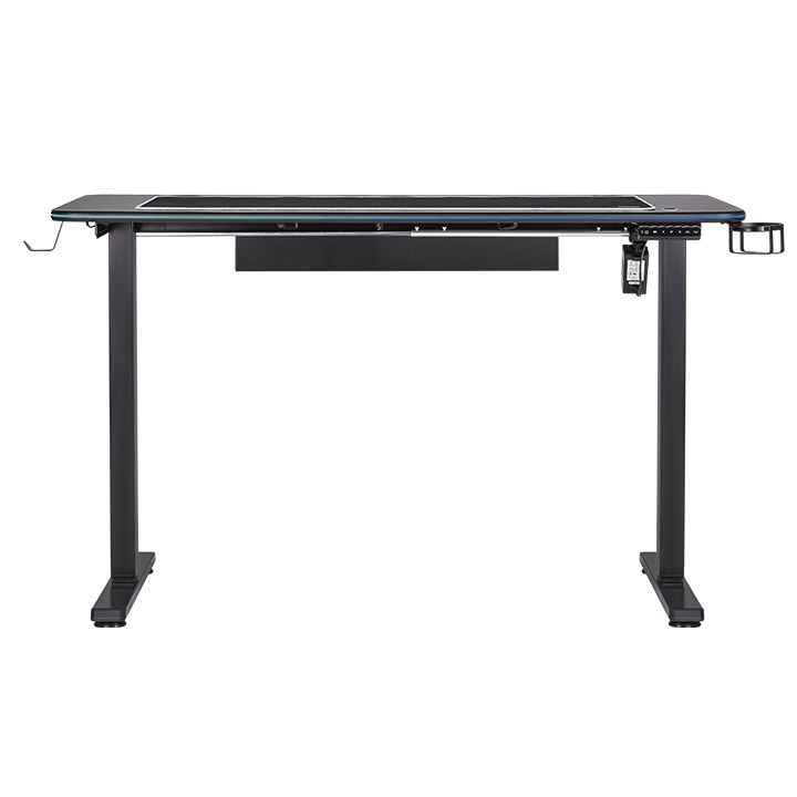 Der GT120 RGB Gaming Desk ist ein höhenverstellbarer Schreibtisch für Gamer und Kreative. Wichtige Merkmale vom Tisch sind RGB-Beleuchtung mit 16,8 Millionen Farben, Kabelmanagement-System und wunderschöne Carbon-Faser-Optik.