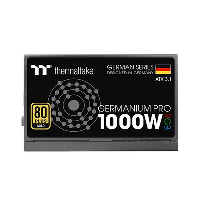 Das Germanium Pro RGB 1000W Black ist ein 80 PLUS Gold-zertifiziertes PC-Netzteil (PSU) mit der Spezifikation ATX 3.1 und ist sogar mit einem nativen PCIe Gen 5.1 12+4-Pin-Anschluss ausgestatt.