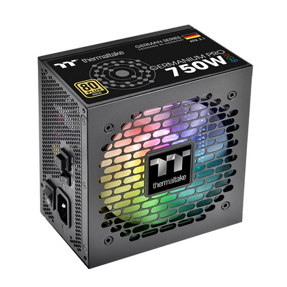 Das Germanium Pro RGB 750W Black ist ein 80 PLUS Gold-zertifiziertes PC-Netzteil (PSU) mit der Spezifikation ATX 3.1 und ist sogar mit einem nativen PCIe Gen 5.1 12+4-Pin-Anschluss ausgestatt.