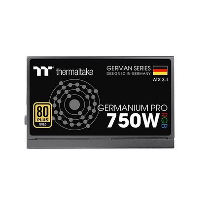 Das Germanium Pro RGB 750W Black ist ein 80 PLUS Gold-zertifiziertes PC-Netzteil (PSU) mit der Spezifikation ATX 3.1 und ist sogar mit einem nativen PCIe Gen 5.1 12+4-Pin-Anschluss ausgestatt.