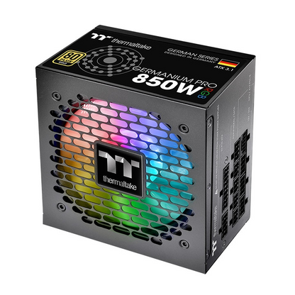 Das Germanium Pro RGB 850W Black ist ein 80 PLUS Gold-zertifiziertes PC-Netzteil (PSU) mit der Spezifikation ATX 3.1 und ist sogar mit einem nativen PCIe Gen 5.1 12+4-Pin-Anschluss ausgestatt.