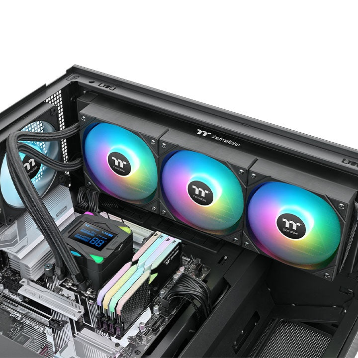 Die LA360-S ARGB ist eine AIO Wasserkuehlung mit LCD in der Farbe Black für alle Intel und AMD Sockel.