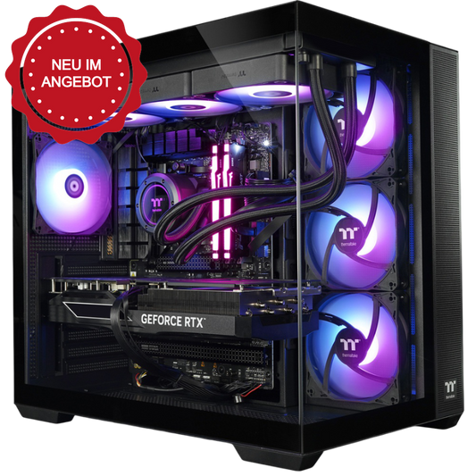 Der Purple Behemoth Black ist ein LCGS Gaming PC mit Nvidia 5070 TI und AMD Ryzen 7 7800X3D.