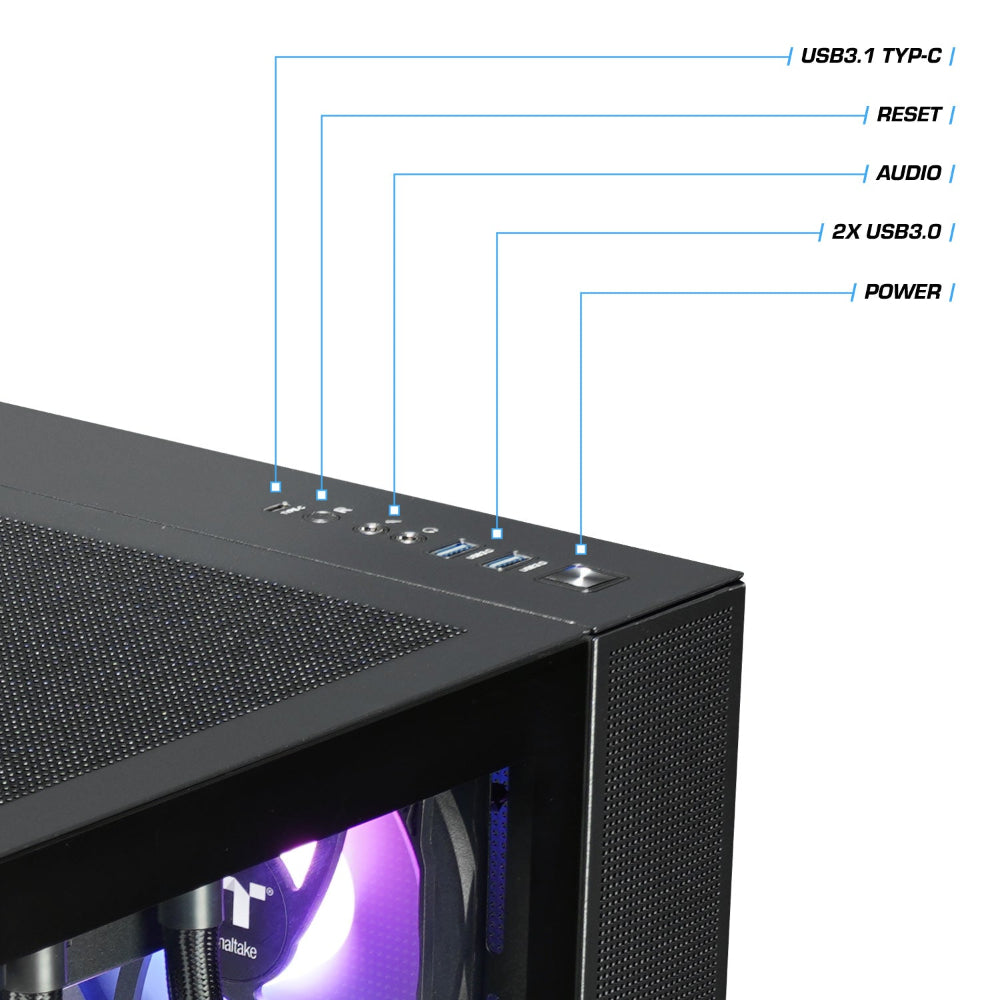 Der Purple Greatwyrms RTX 5090 Black LCGS Gaming PC ist ein absolutes Leistungsmonster mit Spitzenperformance. Ausgestattet mit einer Highend CPU dem AMD Ryzen™ 9 9950X3D, 64GB RAM und besten Grafikkarte der NVIDIA GeForce RTX 5090 mit 32GB GDDR7. Dazu gibt es noch die Thermaltake Spitzenhardware das Gehäuse View 380 TG ARGB, das ToughPower GT 1000W und die AIO TH360 V2 Black ARGB. Abgerundet wird das Angebot durch das ASUS TUF B650-Plus WiFi Mainboard, 2 TB M.2 Festplatte und Window 11.