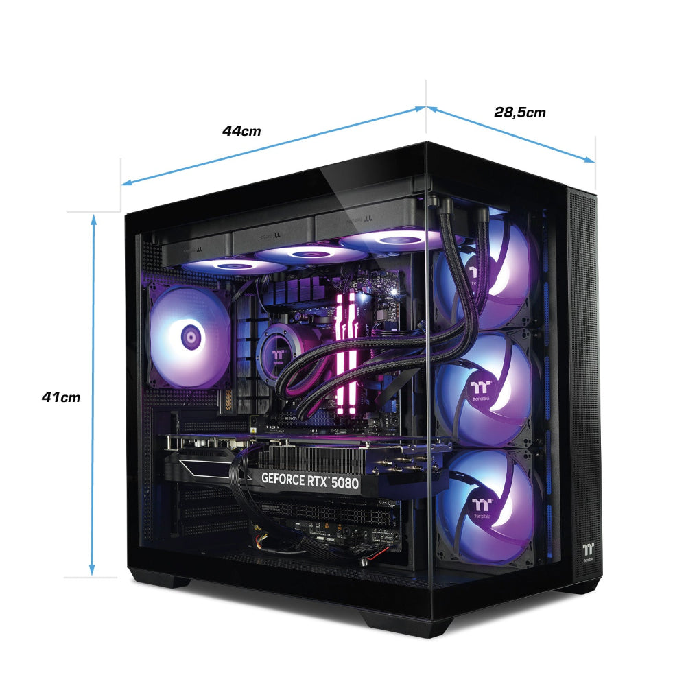 Der Purple Leviathan Black ist ein LCGS Gaming PC mit Nvidia RTX 5080 und Ryzen 7 9800X3D.
