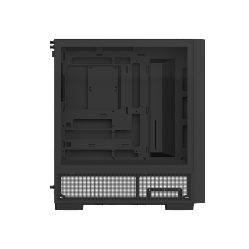 Das S380 TG ARGB Black ATX Mid  Gehäuse ist mit einem SF360 ARGB PWM Reverse-Lüfter auf der Netzteilabdeckung und einem vorinstallierten SF120 ARGB PWM-Lüfter ausgestattet. Es unterstützt Hidden-Connector Motherboards und hat eine GPU Halterung. Mit seinem Modularen Design besitzt es auch einen guten Staubschutz und an hervorragend Erweitert werden.