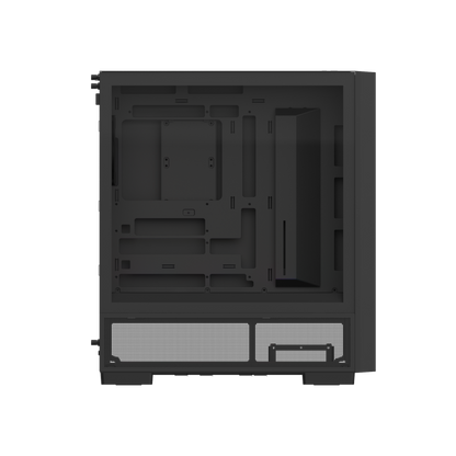 Das S380 TG ARGB Black ATX Mid  Gehäuse ist mit einem SF360 ARGB PWM Reverse-Lüfter auf der Netzteilabdeckung und einem vorinstallierten SF120 ARGB PWM-Lüfter ausgestattet. Es unterstützt Hidden-Connector Motherboards und hat eine GPU Halterung. Mit seinem Modularen Design besitzt es auch einen guten Staubschutz und an hervorragend Erweitert werden.