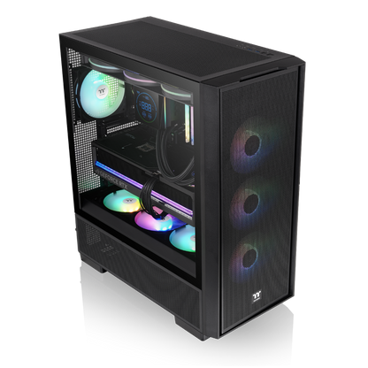 Das S380 TG ARGB Black ATX Mid  Gehäuse ist mit einem SF360 ARGB PWM Reverse-Lüfter auf der Netzteilabdeckung und einem vorinstallierten SF120 ARGB PWM-Lüfter ausgestattet. Es unterstützt Hidden-Connector Motherboards und hat eine GPU Halterung. Mit seinem Modularen Design besitzt es auch einen guten Staubschutz und an hervorragend Erweitert werden.