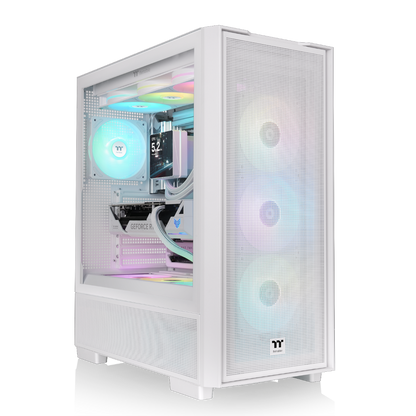 Das S380 TG ARGB Snow White ATX Mid  Gehäuse ist mit einem SF360 ARGB PWM Reverse-Lüfter auf der Netzteilabdeckung und einem vorinstallierten SF120 ARGB PWM-Lüfter ausgestattet. Es unterstützt Hidden-Connector Motherboards und hat eine GPU Halterung. Mit seinem Modularen Design besitzt es auch einen guten Staubschutz und an hervorragend Erweitert werden.