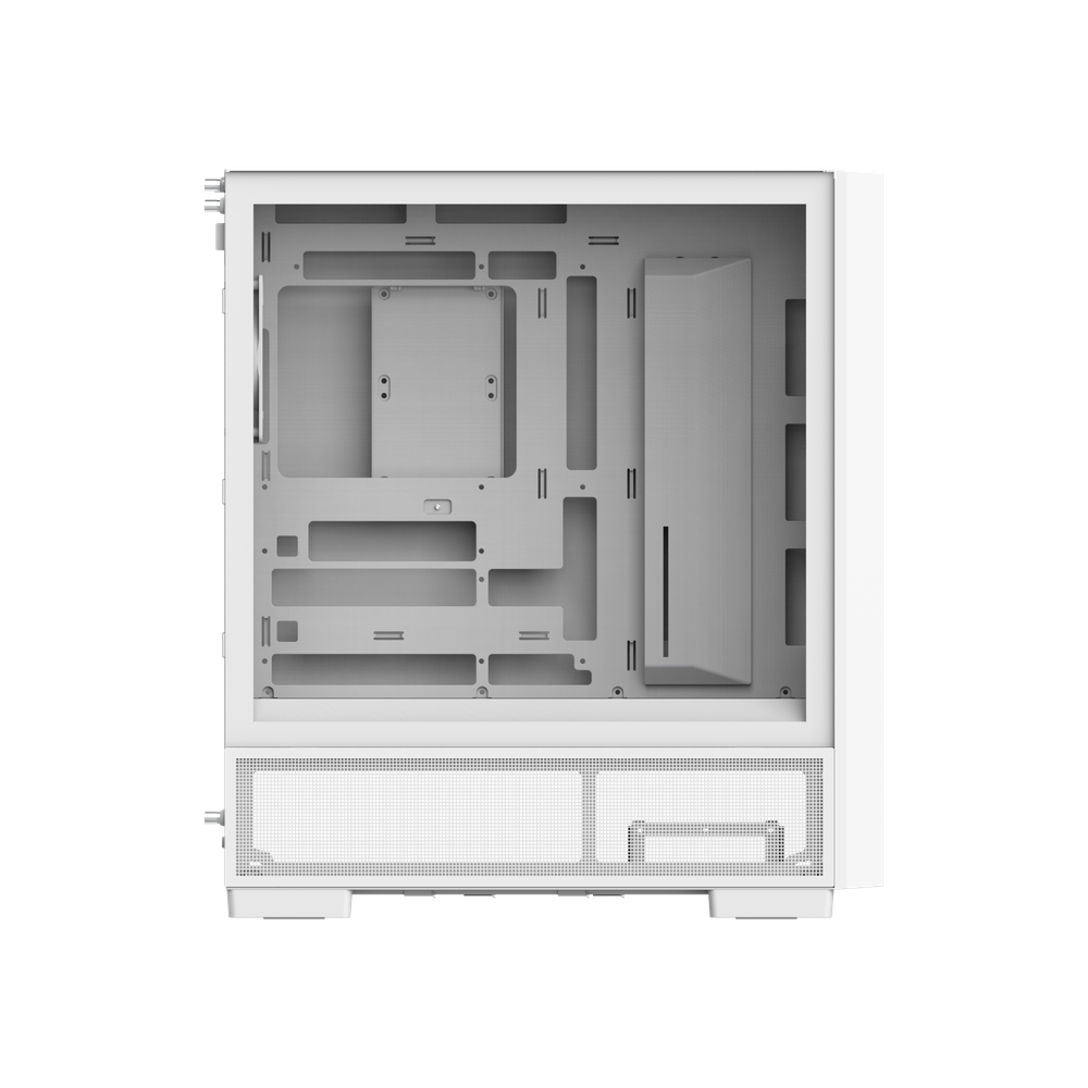 Das S380 TG ARGB Snow White ATX Mid  Gehäuse ist mit einem SF360 ARGB PWM Reverse-Lüfter auf der Netzteilabdeckung und einem vorinstallierten SF120 ARGB PWM-Lüfter ausgestattet. Es unterstützt Hidden-Connector Motherboards und hat eine GPU Halterung. Mit seinem Modularen Design besitzt es auch einen guten Staubschutz und an hervorragend Erweitert werden.