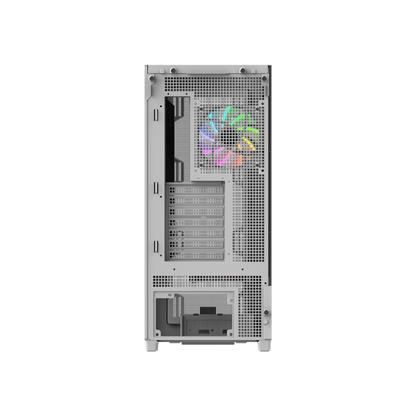 Das S380 TG ARGB Snow White ATX Mid  Gehäuse ist mit einem SF360 ARGB PWM Reverse-Lüfter auf der Netzteilabdeckung und einem vorinstallierten SF120 ARGB PWM-Lüfter ausgestattet. Es unterstützt Hidden-Connector Motherboards und hat eine GPU Halterung. Mit seinem Modularen Design besitzt es auch einen guten Staubschutz und an hervorragend Erweitert werden.