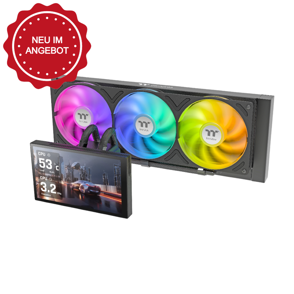 Die ST360 Ultra ARGB Black AIO Wasserkühlung mit einem ausrichtbaren 7" LCD Display, dass Individualisierbar ist, überzeugt durch außergewöhnliche Kühlleistung.