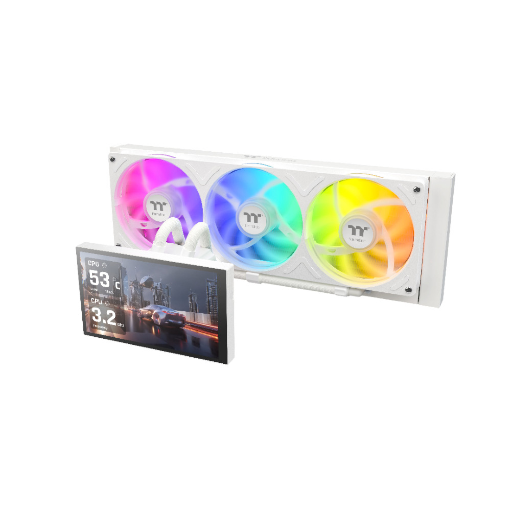 Die ST360 Ultra ARGB Snow White AIO Wasserkühlung mit einem ausrichtbaren 7" LCD Display, dass Individualisierbar ist, überzeugt durch außergewöhnliche Kühlleistung.