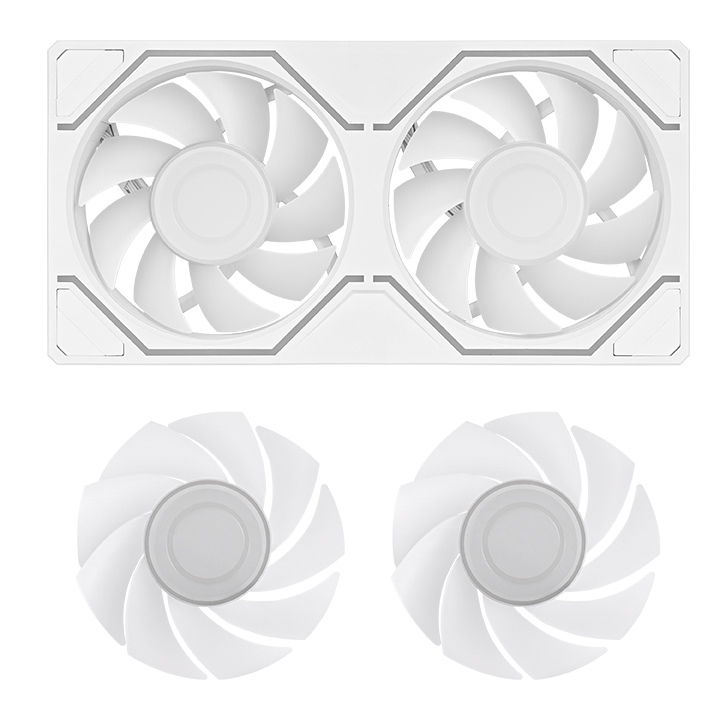 Weißes SWAFAN 240 UNIFY ARGB Lüfter-Set mit Single-Frame-Design und zwei austauschbaren 120-mm-Lüfterblättern.