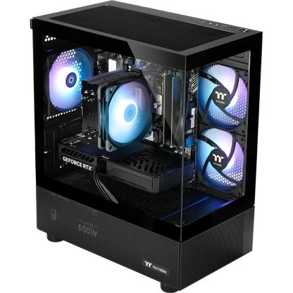 Sonderangebot Gaming PC Blue Mephits 5060 Black mit Ryzen 7 5700X, 16 GB DDR4-3200MHz, 500 GB M.2 SSD und dem Thermaltake View 170 TG ARGB PC Gehäuse.