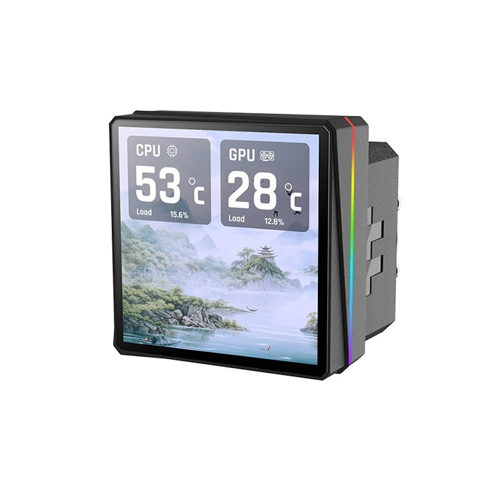 Endecke die TH360-S V3 Ultra ARGB AIO Wasserkühlung mit individualisierbaren 3.95” LCD display, AI Forge, 3x PWM Lüfter mit 2500 RPM.