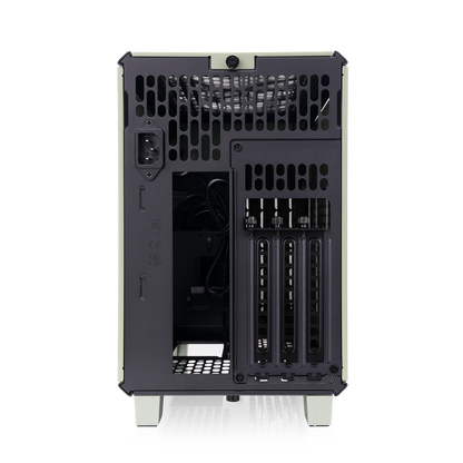 Das TR100 WS ITX PC-Gehäuse in der Farbe Matcha Green besticht durch seine edele Holzoptik, das Dual-Chamber-Designs und Optionales 3,9" LCD.