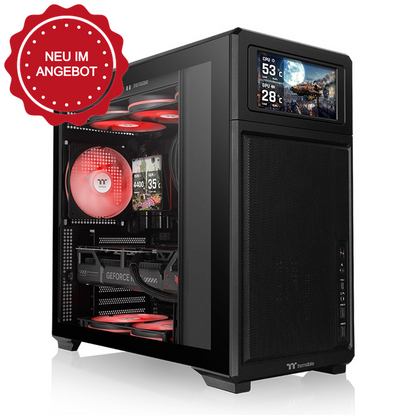 Entdecke das neue TR300 TG ATX Midi PC Gehäuse Black mit stilvollen TG Panel mit optionales 6,0-Zoll-LCD-Bildschirm-Kit