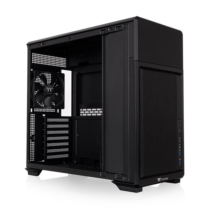 Entdecke das neue TR300 TG ATX Midi PC Gehäuse Black mit stilvollen TG Panel mit optionales 6,0-Zoll-LCD-Bildschirm-Kit