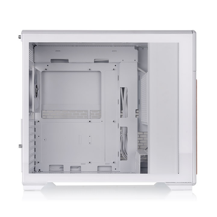 Entdecke das neue TR300 WS ATX Midi PC Gehäuse Snow White mit stilvollen Holzelementen mit optionales 6,0-Zoll-LCD-Bildschirm-Kit