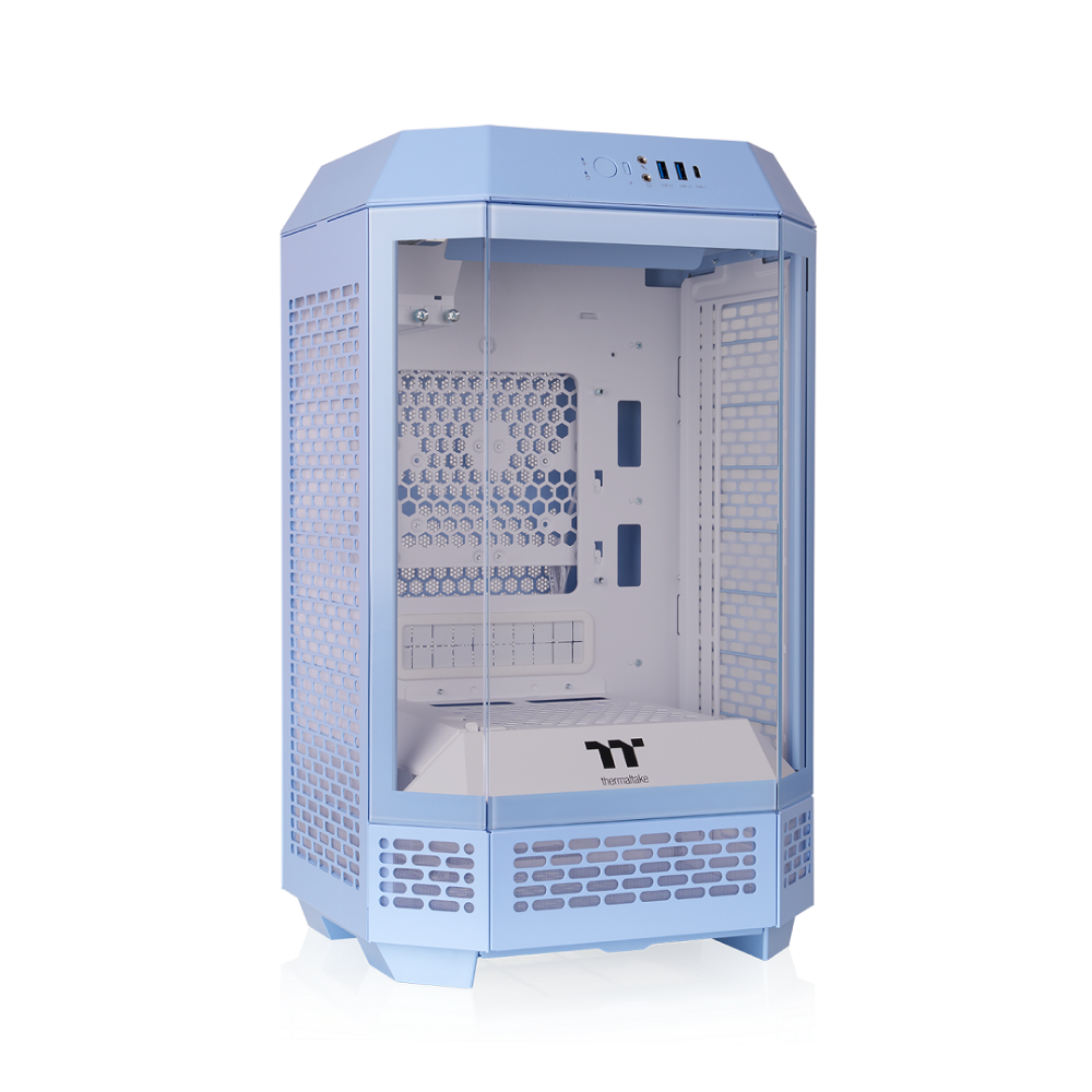 Das The Tower 250 Hydrangea Blue im vertikalen Gehäusedesign ist ein Micro ATX PC Gehäuse. 