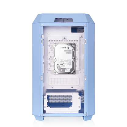 Das The Tower 250 Hydrangea Blue im vertikalen Gehäusedesign ist ein Micro ATX PC Gehäuse. 