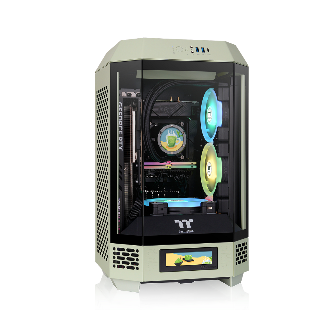 Das The Tower 250 Match Green im vertikalen Gehäusedesign ist ein Micro ATX PC Gehäuse. 