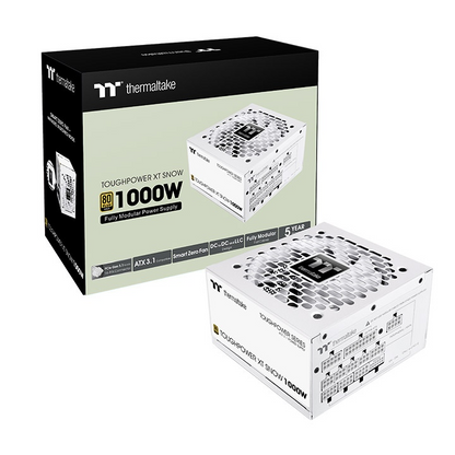 Thermaltake Toughpower XT Snow 1000W white fully modular PC power supply with box.