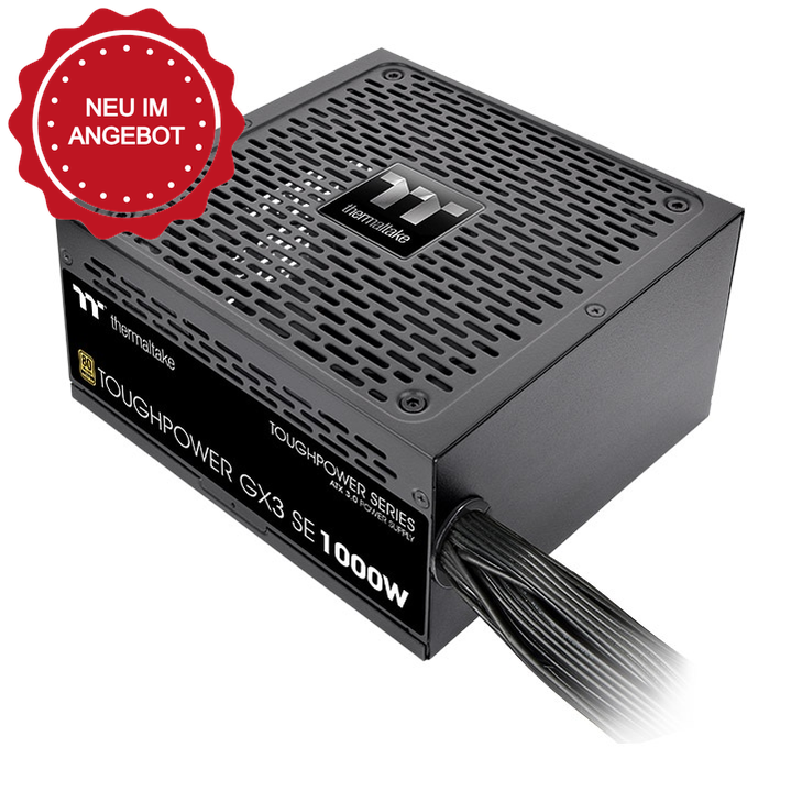 Das Thermaltake Toughpower GX3 SE 1000W ist ein ATX-3.1-Netzteil in Schwarz mit 80 PLUS Gold Effizienz.