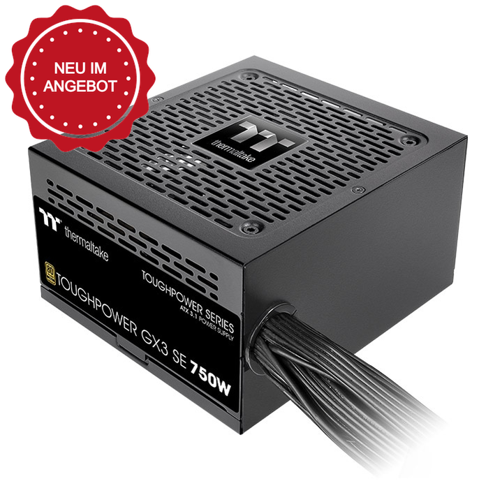 Das Thermaltake Toughpower GX3 SE 750W ist ein ATX-3.1-Netzteil in Schwarz mit 80 PLUS Gold Effizienz.