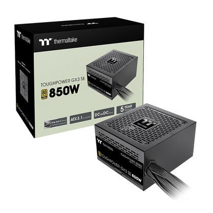 Das Thermaltake Toughpower GX3 SE 850W ist ein ATX-3.1-Netzteil in Schwarz mit 80 PLUS Gold Effizienz.